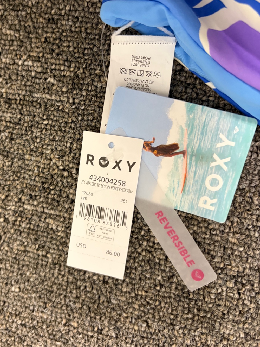 New Roxy Reversible Bikini Swimsuit L/XL - Picture 4 of 4